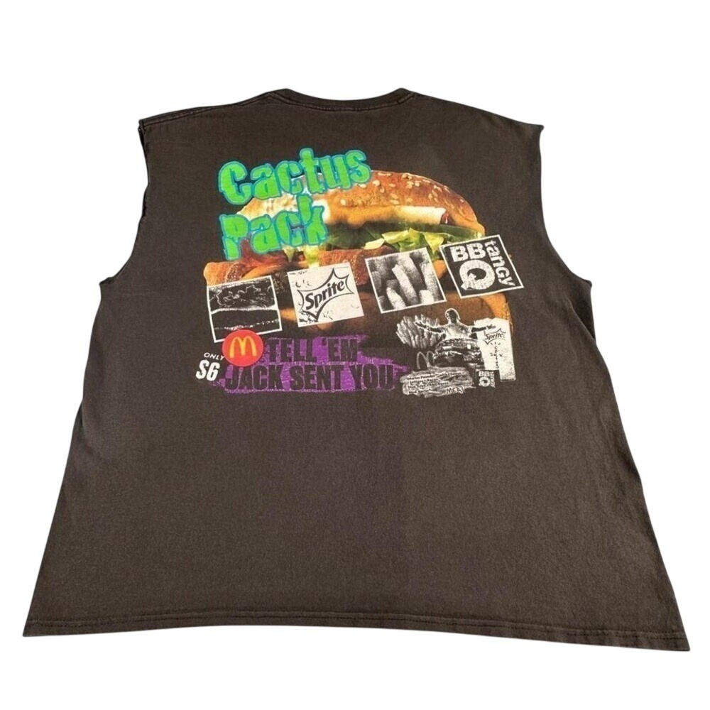 Travis Scott McDonalds Cactus Jack Shirt Mens L Brown Custom Tank Top Muscle Tee